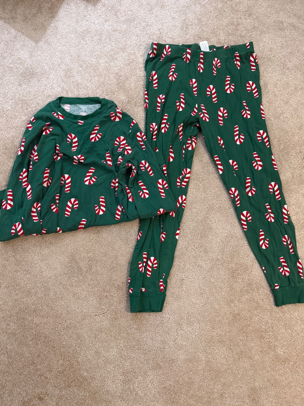 Carter's Candy Cane Pajama Set Size Large/XL Like New